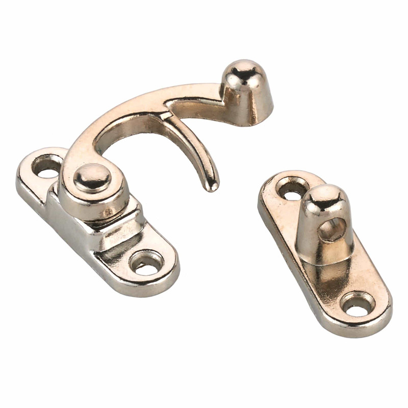 Hook Latch with Screws - Small - Nickel Finish